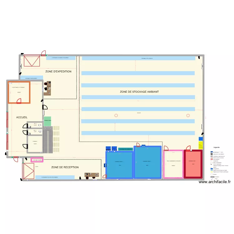 Plan des &eacute;quipements - RDC THERELYS REPARTITION. Plan de 10  et 976 m²