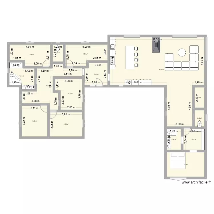 chez nous. Plan de 15  et 202 m²