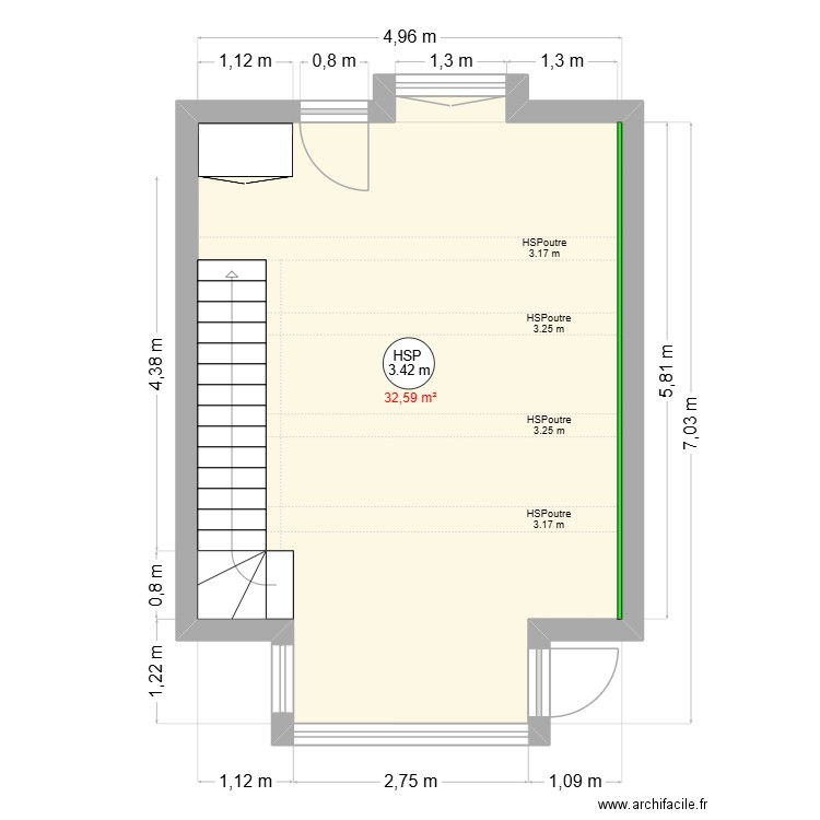 Harrington. Plan de 1 pièce et 33 m2