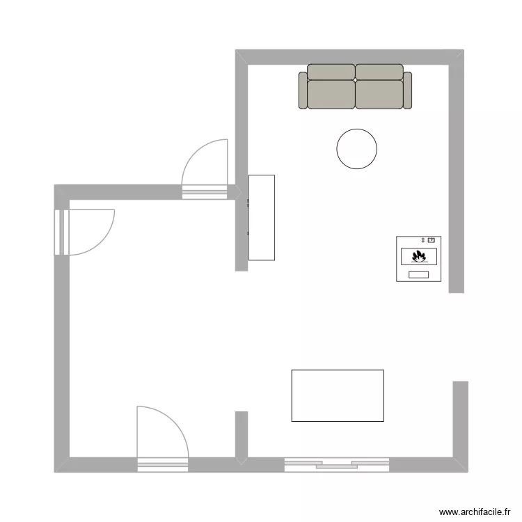 sejour cuisine meubl&eacute; vide. Plan de 
