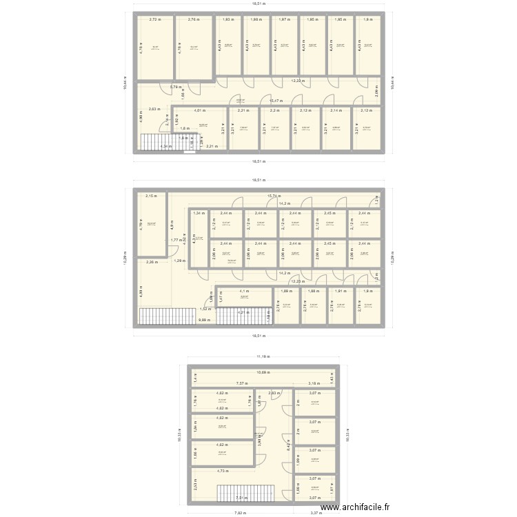 boxes. Plan de 41 pièces et 434 m2