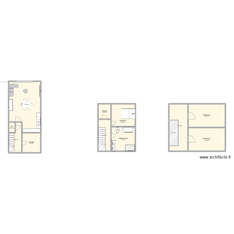 Erica 1. Plan de 12 pièces et 85 m2