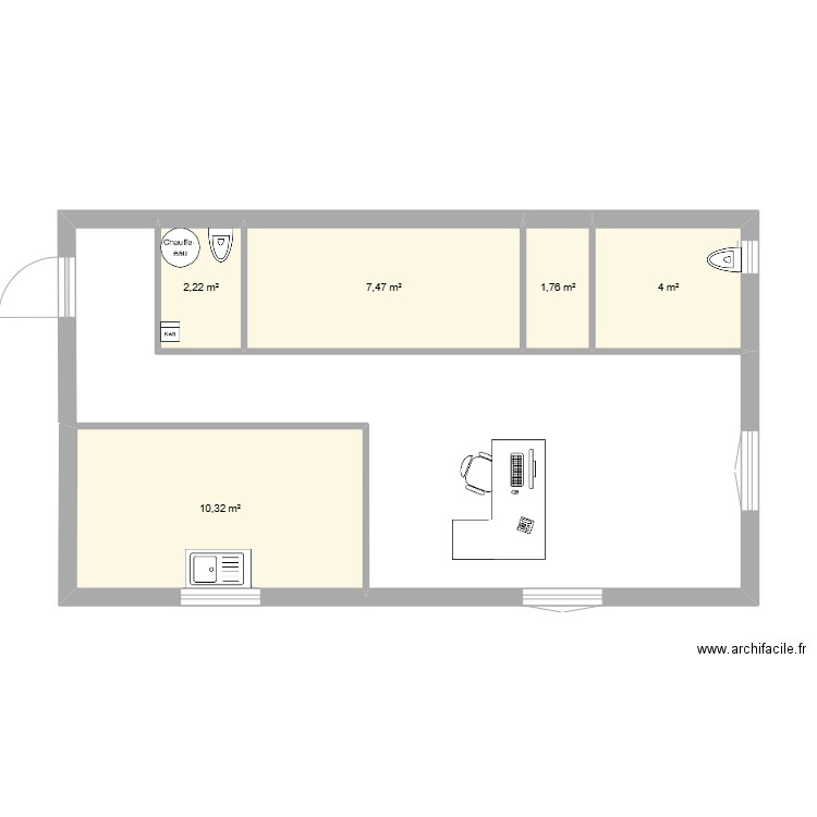 plan entrepôt définitif. Plan de 5 pièces et 26 m2
