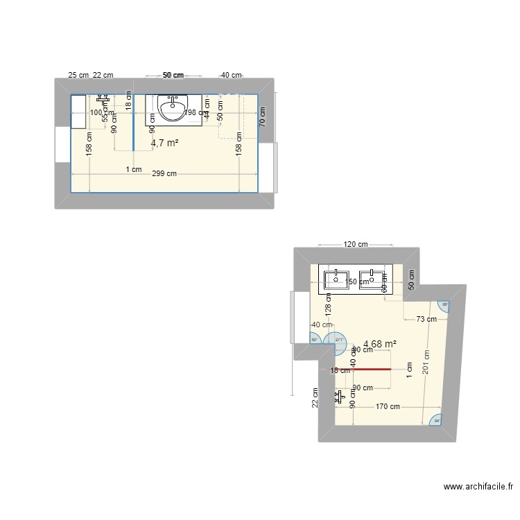 FORCOLIN. Plan de 2 pièces et 9 m2