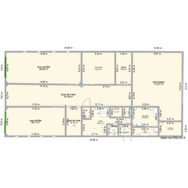 chevrerie. Plan de 16 pièces et 529 m2