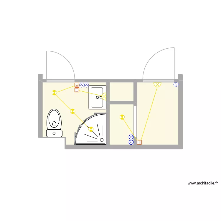 Bagnoles &Eacute;LEC_SDB/DRESSING/ENTR&Eacute;E. Plan de 4  et 5 m²