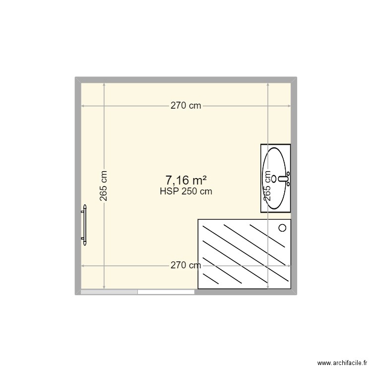 PLAN SALLE DE BAIN. Plan de 1 pièce et 7 m2