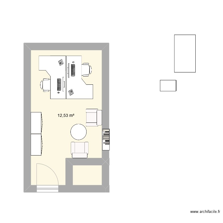 bureau debre. Plan de 1 pièce et 13 m2