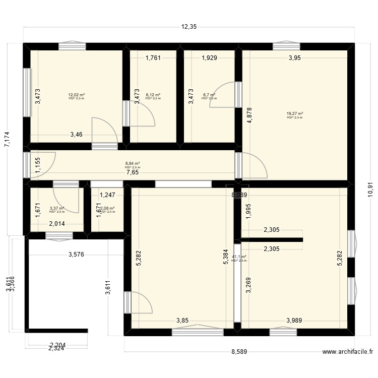 libasse ka. Plan de 8 pièces et 99 m2