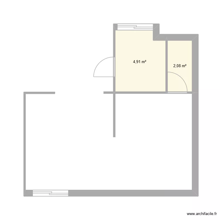 MAISON. Plan de 2 pièces et 7 m²