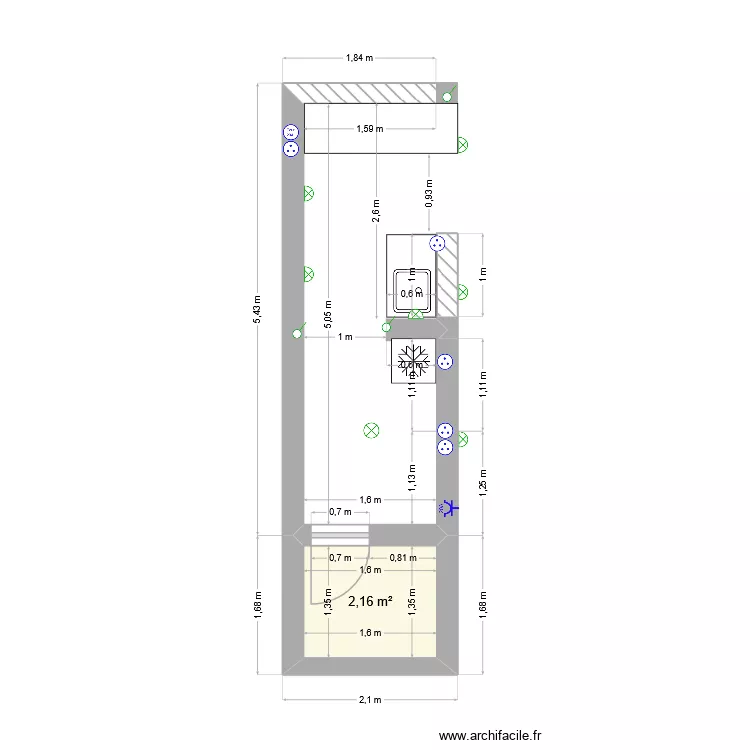 Abris ext&eacute;rieur. Plan de 1  et 2 m²