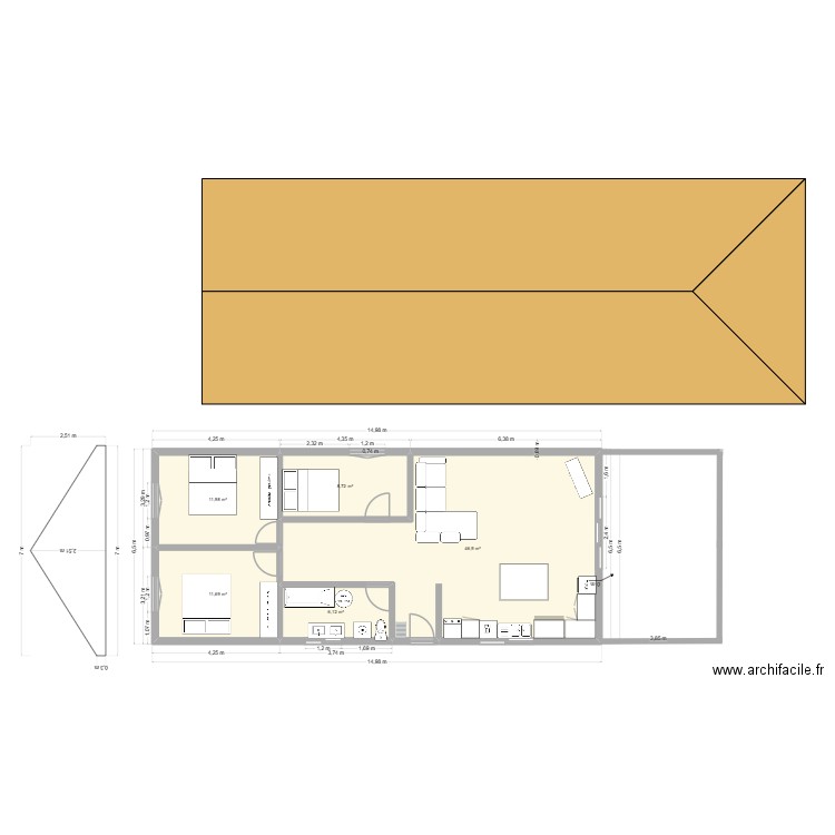 plan terrain. Plan de 5 pièces et 85 m2