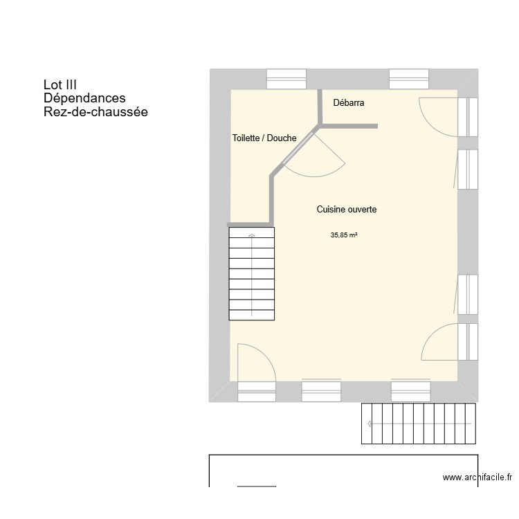 Lot III Bucher. Plan de 1 pièce et 36 m2