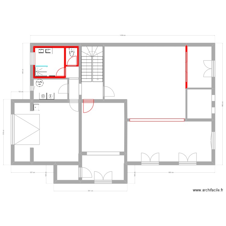 MOREAU RDC 5. Plan de 14 pièces et 132 m2