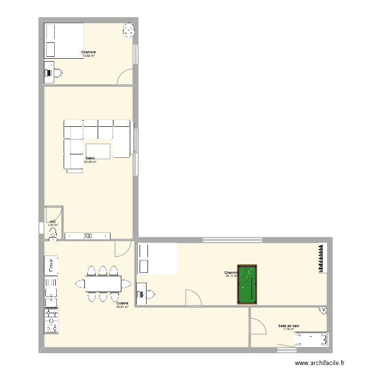 maison. Plan de 6 pièces et 121 m2