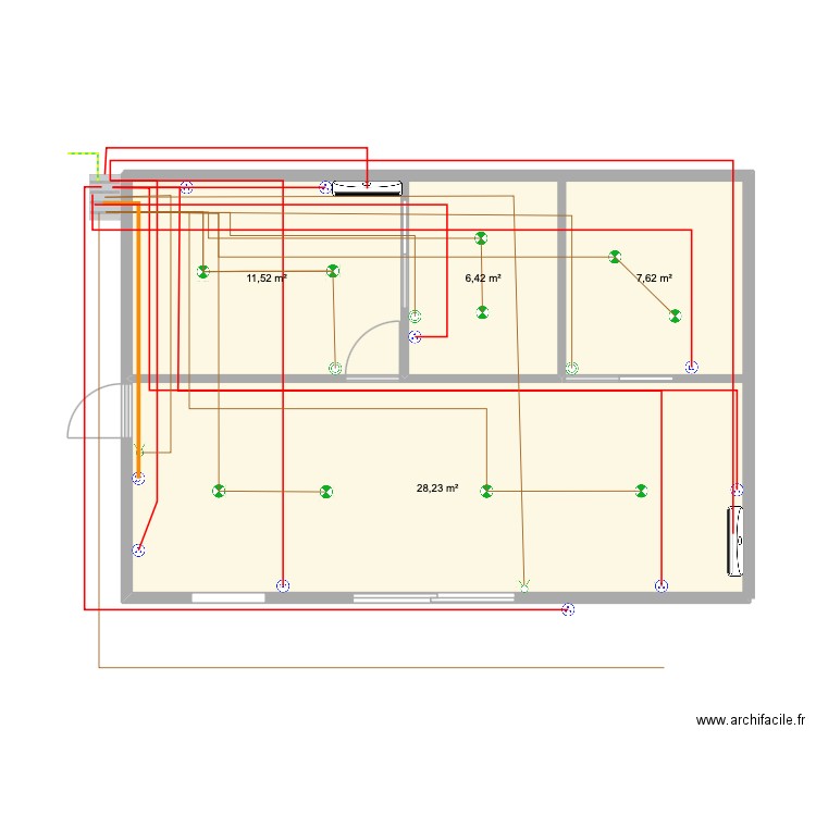 Fare Elles. Plan de 4 pièces et 54 m2