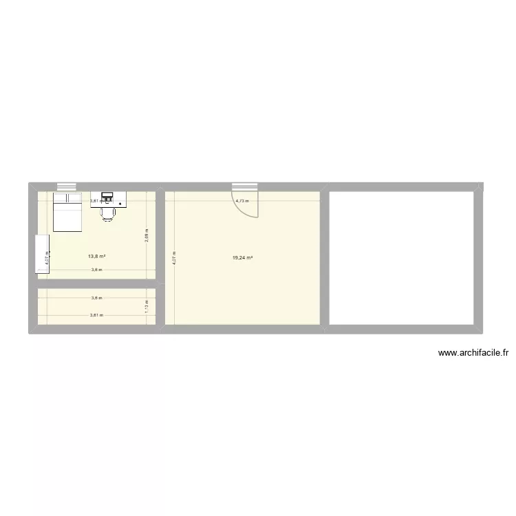 CASA. Plan de 2  et 33 m²