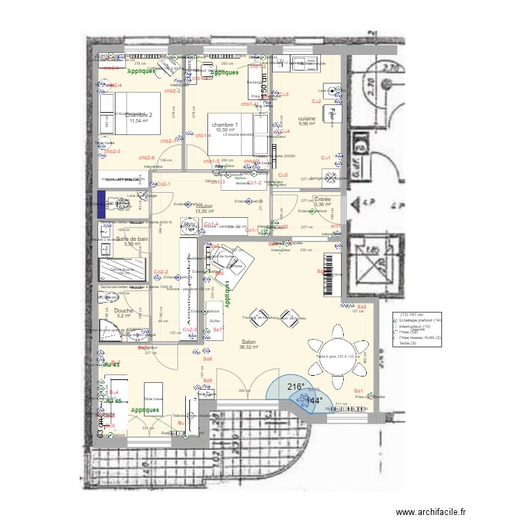 8 Chateaudun v14. Plan de 9 pièces et 95 m2