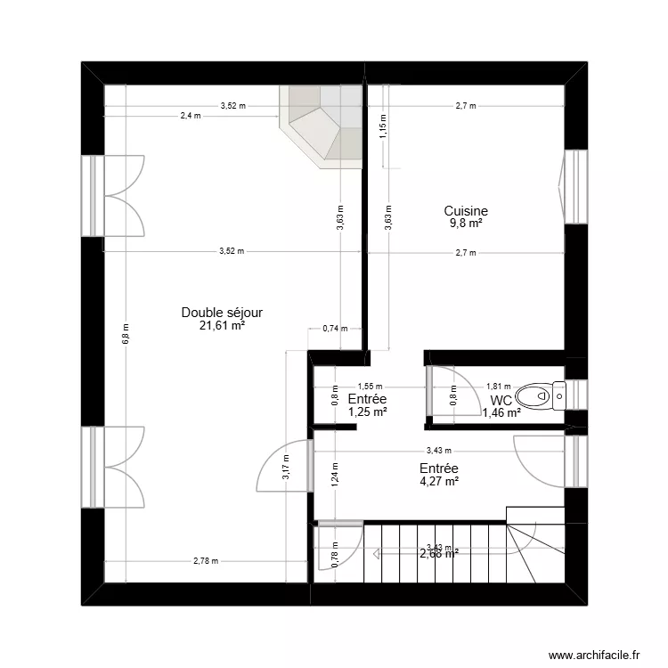 Charlotte_RDC_AV Travaux. Plan de 6  et 41 m²