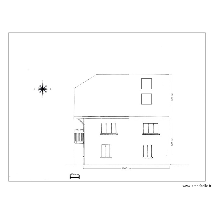 facade ouest. Plan de 0 pièce et 0 m2