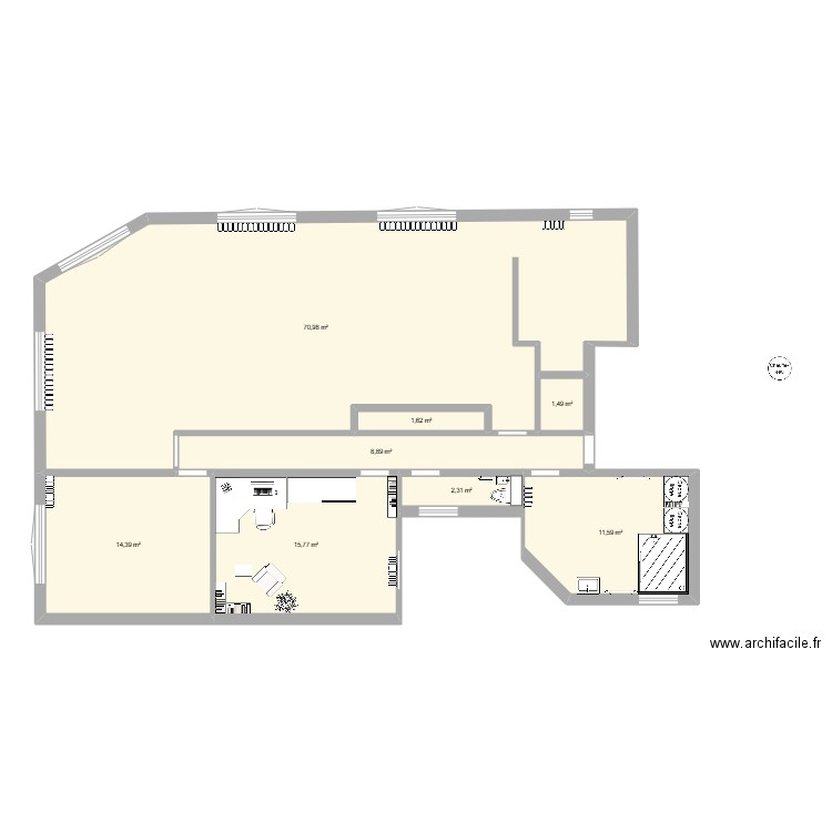 appart 2A. Plan de 8 pièces et 127 m2