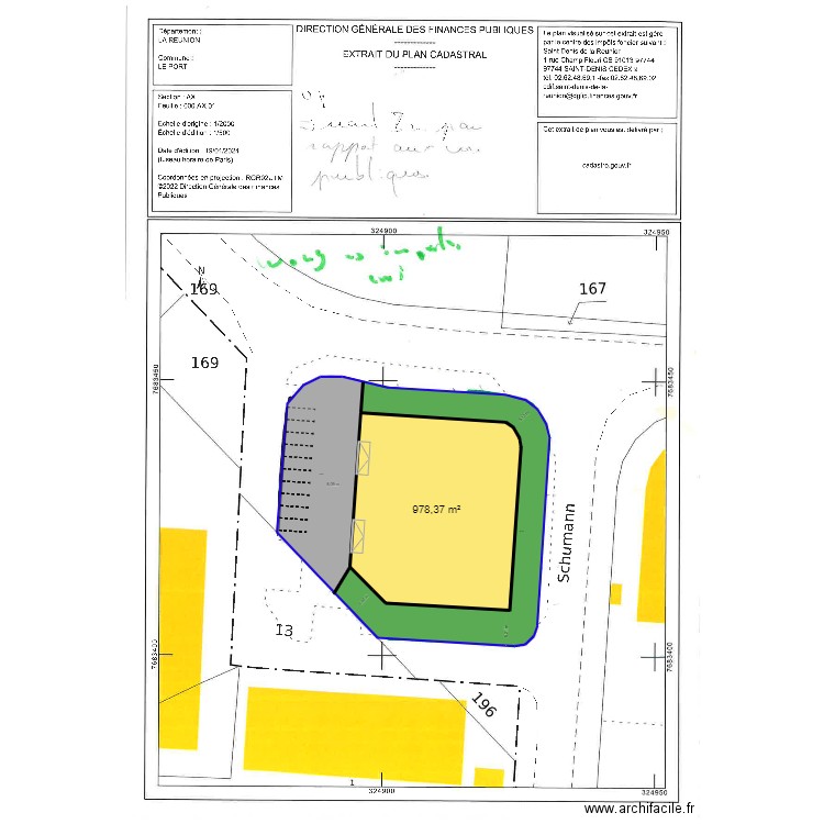 AX 170 . Plan de 3 pièces et 1993 m2