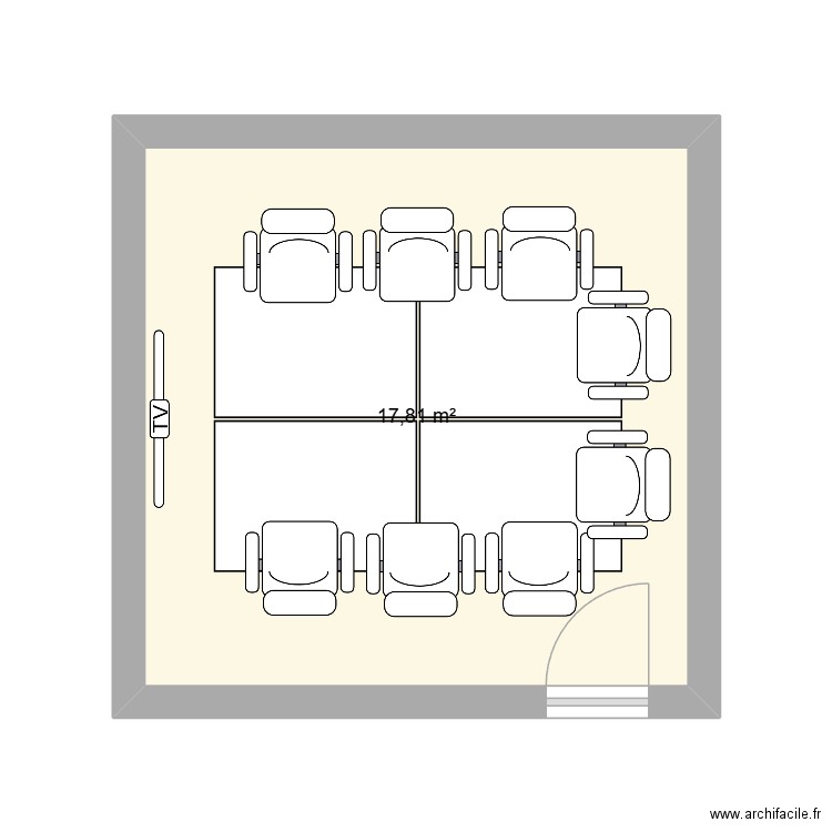Salle de réunion. Plan de 1 pièce et 18 m2