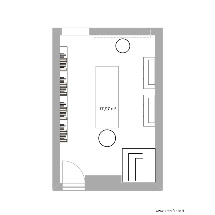 boutique. Plan de 1 pièce et 18 m2