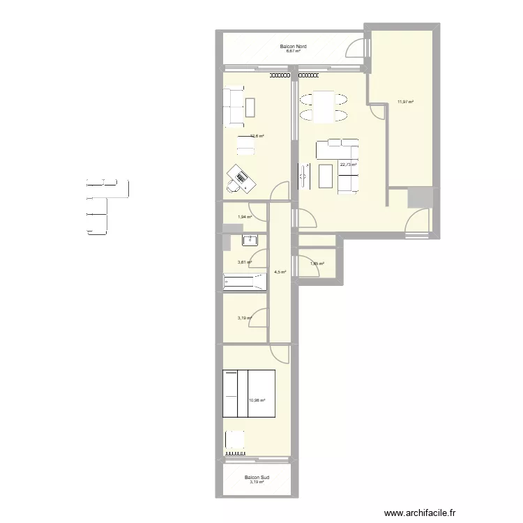 79 Lenoir. Plan de 11  et 83 m²