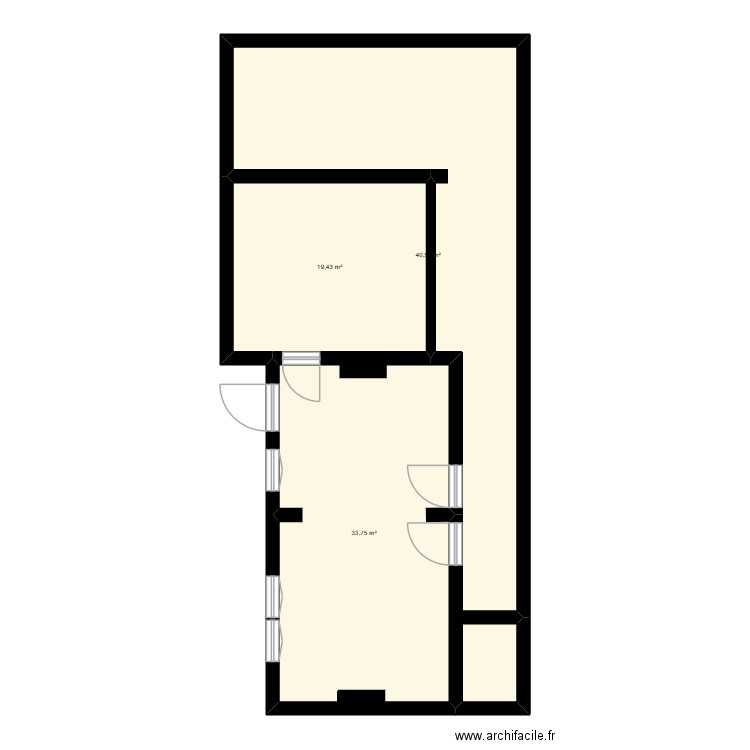 rezde chaussee. Plan de 3 pièces et 94 m2