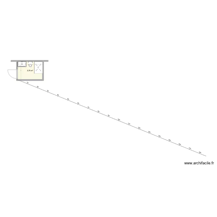 WC_laTzoumaz. Plan de 1  et 4 m²