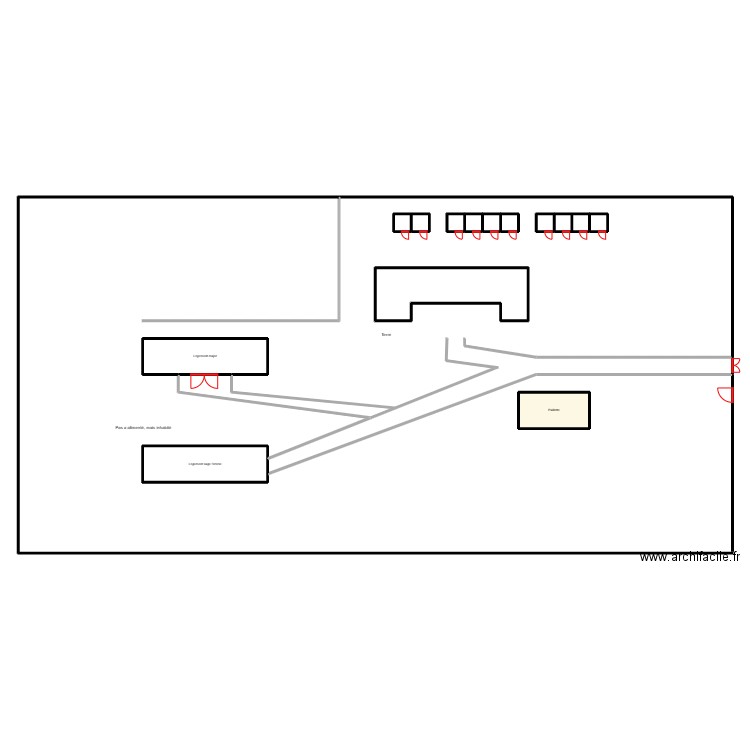 Vue en plan masse AGBODJI. Plan de 13 pièces et 64 m2