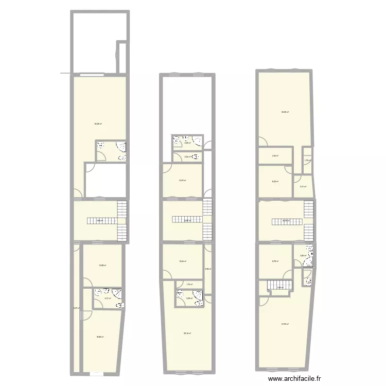 bat.1 RDC. Plan de 25  et 279 m²