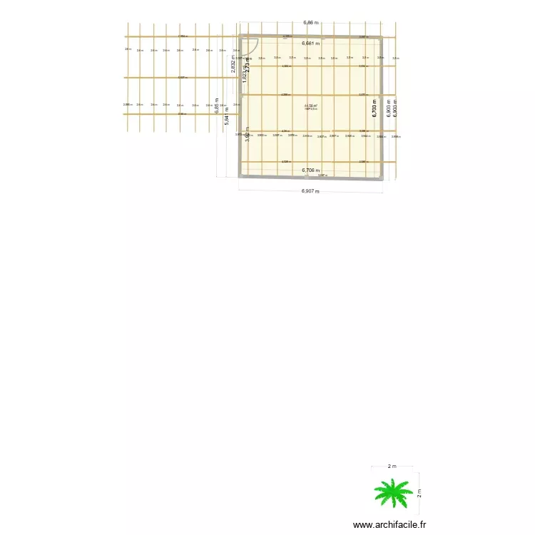bungalow +deux chambre+ buanderie+jardin. Plan de 6 Pièces et 76 m²