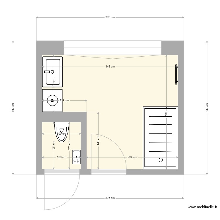 SDB 2ème. Plan de 2 pièces et 10 m2