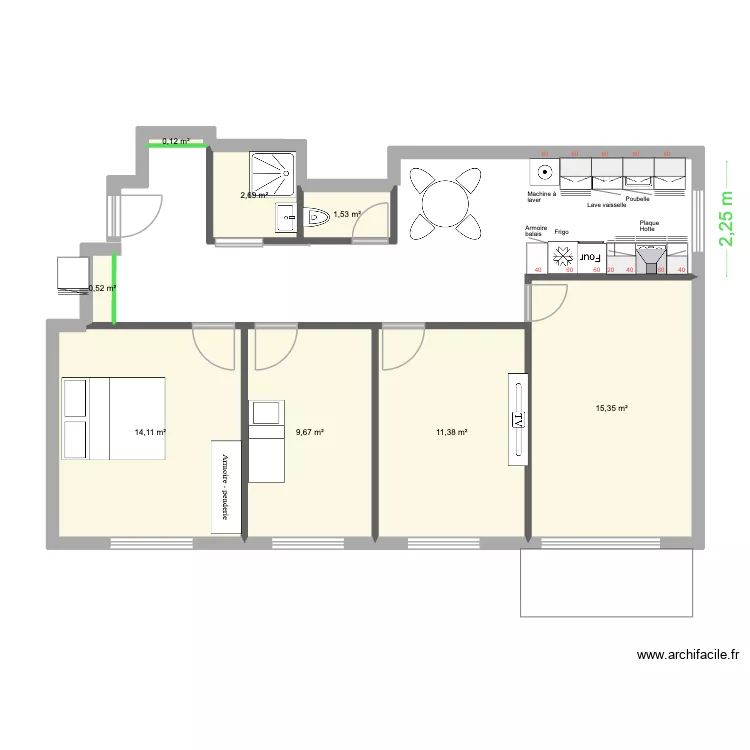 Pont-la-Ville. Plan de 8 pièces et 55 m²