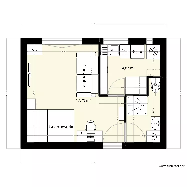 Marguerite 7. Plan de 2  et 23 m²