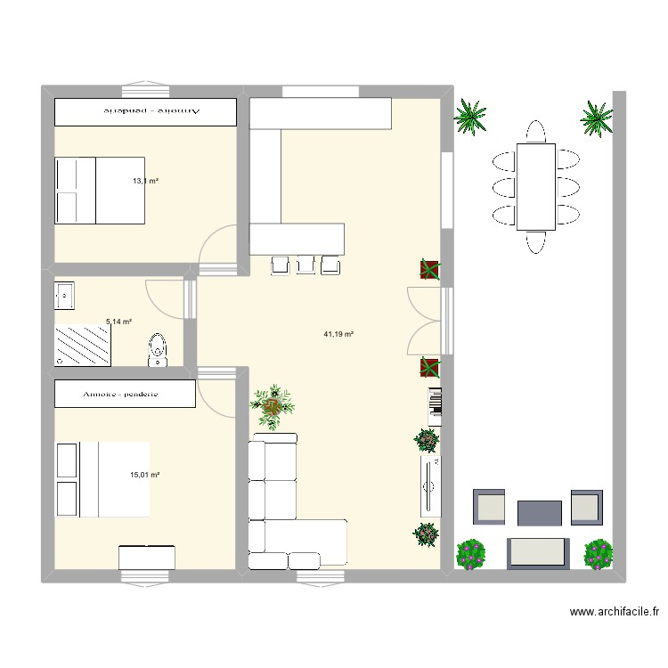 Bungamoov. Plan de 4 pièces et 74 m2