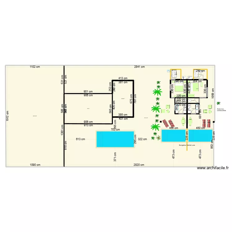 2 Bungalows. Plan de 