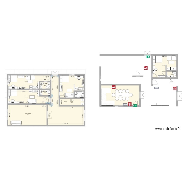 plan 2. Plan de 3 pièces et 51 m2