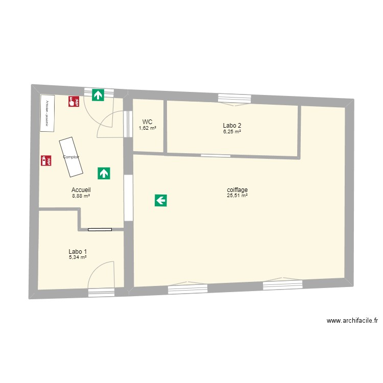 Evacuation salon. Plan de 0 pièce et 0 m2