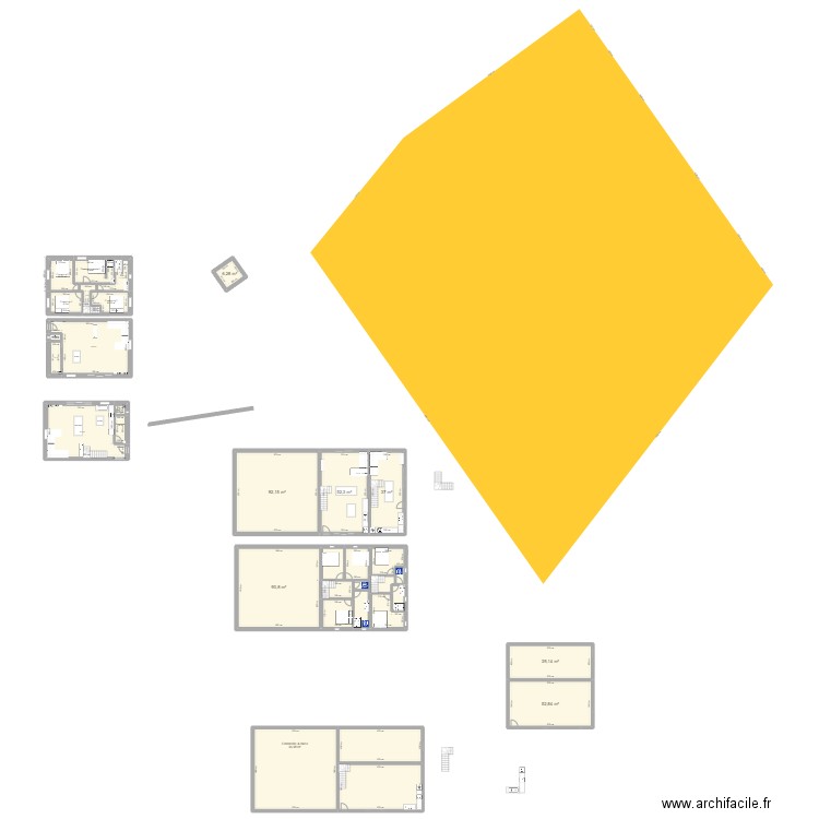 plan 1. Plan de 13 pièces et 167 m2