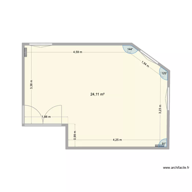 Salon. Plan de 1 et 24 m² Salon. Plan de 1 et 24 m²