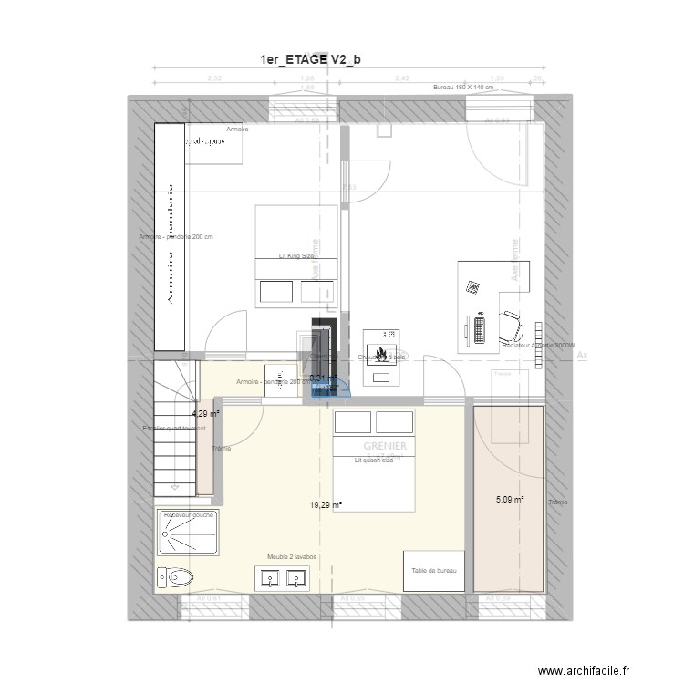 1er_ETAGE V2_b. Plan de 4 pièces et 29 m2