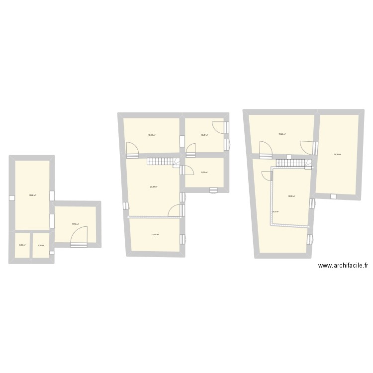 cave. Plan de 13 pièces et 188 m2