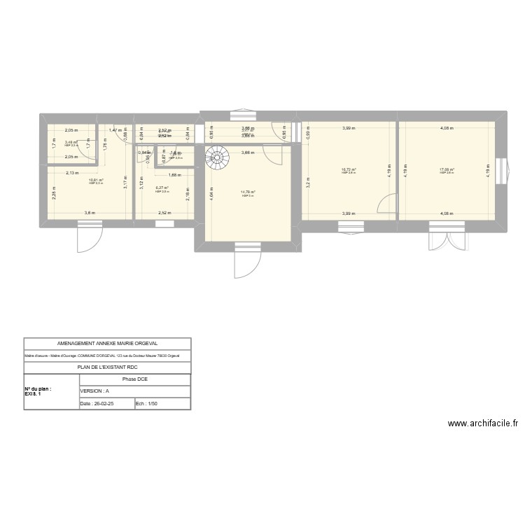 Annexe Mairie Existant. Plan de 13 pièces et 164 m2