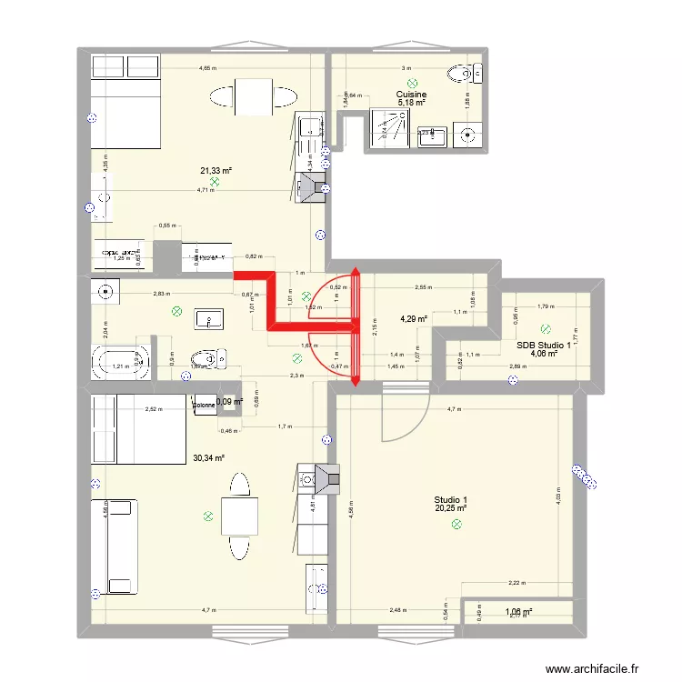 Studios Thyez 2&egrave;me &eacute;tage OK Essai 6. Plan de 11  et 261 m²