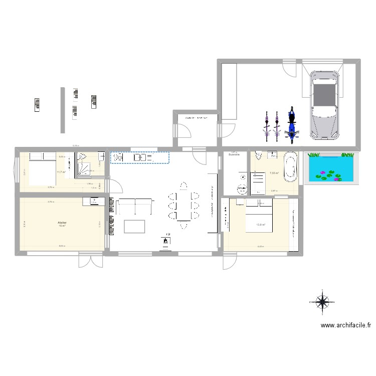 Isblomster_1s. Plan de 4 pièces et 49 m2