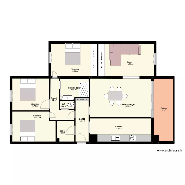 silvestre. Plan de 15  et 107 m²