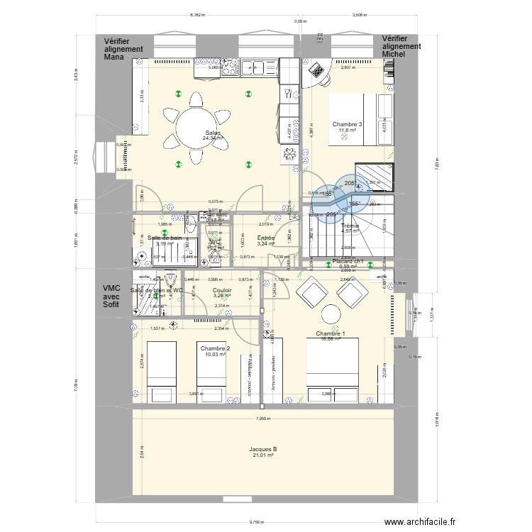 Minimesprojp7. Plan de 17 pièces et 206 m2